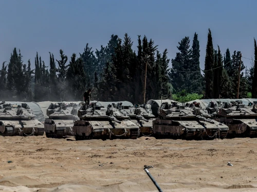 Israeli tanks on the border with the Gaza Strip, Sept. 1, 2025. Photo by Tsafrir Abayov/Flash90.