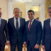 Russian Foreign Minister Sergey Lavrov (second from left) meets with Palestinian leader Mohammed Dahlan (second from right) in Moscow, Nov. 2, 2021. Source: Arab Observer.
