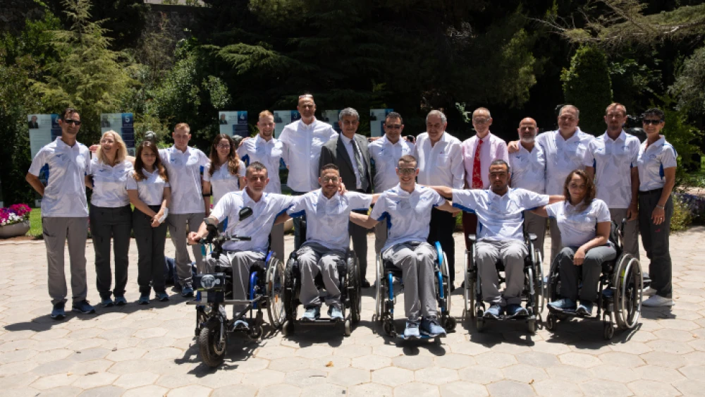 The Israeli Olympics and Paralympics delegation competing at the upcoming Olympic Games in Tokyo attends a ceremony at the President's Residence in Jerusalem on June 23, 2021. Photo by Olivier Fitoussi/Flash90.