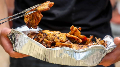 Barbecue meat prepared for Israel's 74th Independence Day celebrations in Ben Shemen Forest, May 5, 2022. Photo by Flash90.