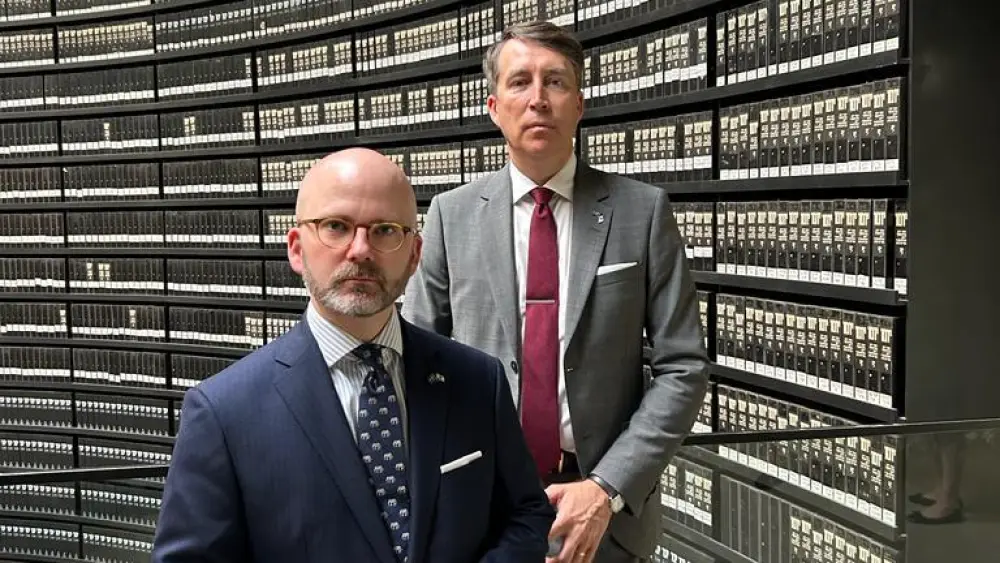 MEP Charlie Weimers (left) and MP Richard Jomshof at Yad Vashem, May 2023. Courtesy.