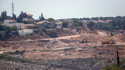 Construction work on new housing in the Jewish community of Kiryat Netafim, south of the Samaria city of Nablus, July 20, 2022. Photo by Nasser Ishtayeh/Flash90.
