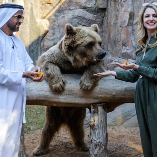 Michal Divon with Saif Belhasa, owner of Fame Park and other Dubai businesses. Photo courtesy of Fame Park