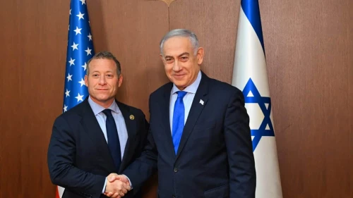 Israeli Prime Minister Benjamin Netanyahu meets in his office in Jerusalem with U.S. Rep. Josh Gottheimer (D-NJ), July 3, 2023. Photo by Haim Zach/GPO.