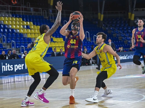 Athletes compete in the EuroLeague basketball match between Maccabi Tel Aviv and Barcelona held at Palau Blaugrana, in Barcelona, Spain on Jan, 6, 2026. Photo by Flash90.
