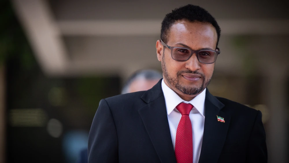 Somaliland’s first ambassador to Israel, Mohamed Hagi, during a ceremony at the President’s Residence in Jerusalem, May 18, 2026. Photo by Yonatan Sindel/Flash90.