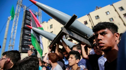 A Hamas rally in Beit Lahiya in the Gaza Strip on May 30, 2021. Photo by Atia Mohammed/Flash90.