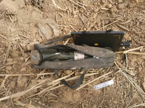 An object suspected as a IED that was discovered in Netivot, Israel in April 2025. Photo Credit: Israel Police.