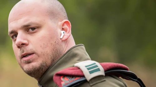 Eli Feldstein, an IDF spokesman, attends the funeral of Yehuda Dimentman, in Homesh, Samaria, on Dec. 17, 2021. Photo by Sraya Diamant/Flash90.