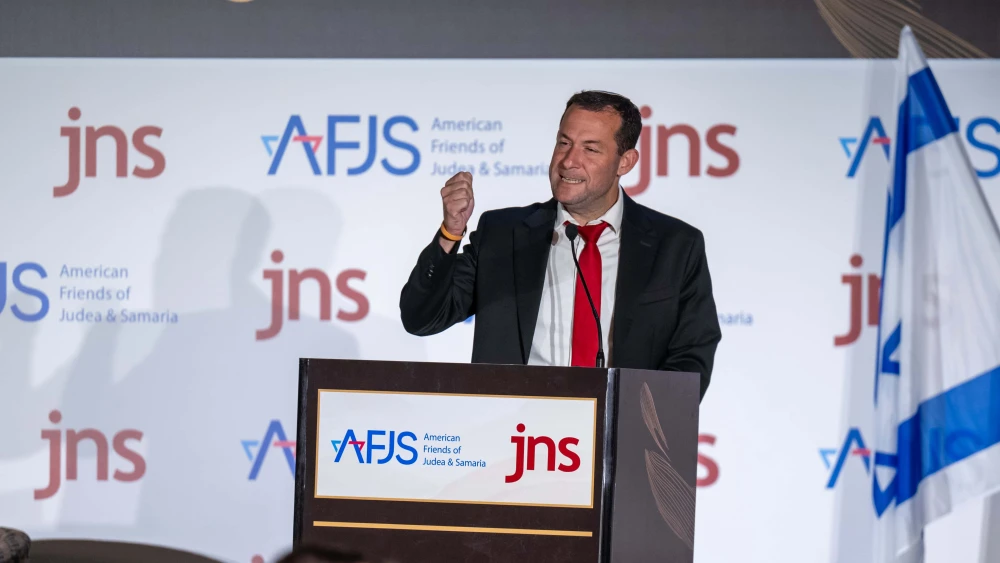Yossi Dagan, head of the Samaria Regional Council, speaks at "The Future of Judea and Samaria" conference in Jerusalem, Oct. 29, 2025. Photo by Matt Kaminsky/JNS.