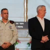 IDF Chief of Staff Lt. Gen. Aviv Kochavi and Israeli Minister of Defense Benny Gantz at a ceremony for a new monument in memory of fallen soldiers of the South Lebanon Army (SLA), in Metula, in northern Israel, on July 4, 2021. Photo by Basel Awidat/Flash90.