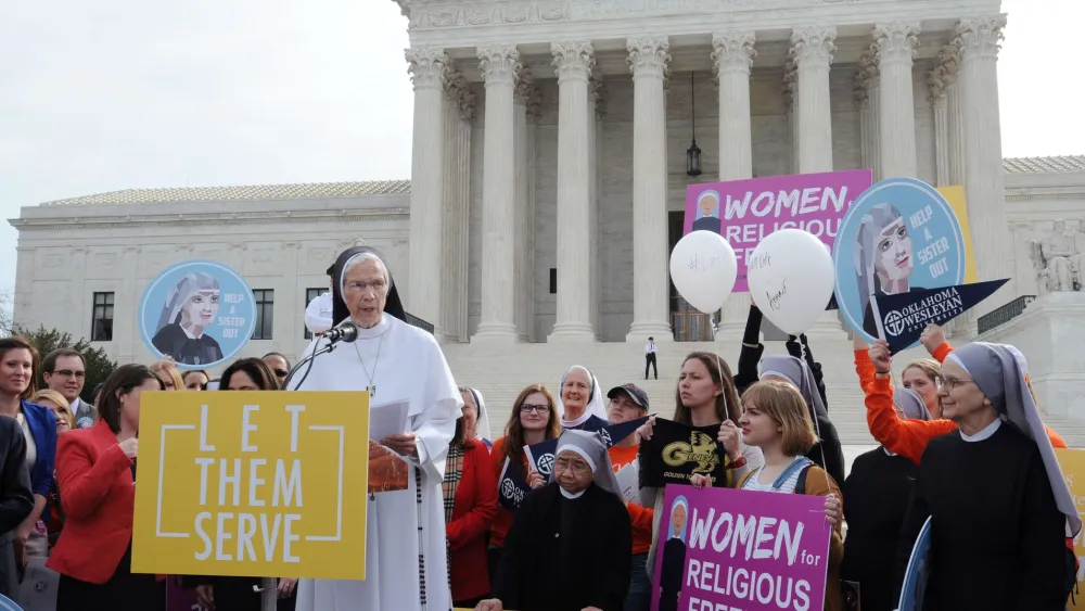 Members of the Catholic group Little Sister of the Poor outside of the U.S. Supreme Court following a case on religious liberty. Credit: Becket Fund for Religious Liberty.
