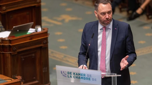 Maxime Prévot, vice prime minister and Belgium’s minister of foreign affairs, is pictured during a plenary session of the Chamber at the Federal Parliament in Brussels on January 15, 2026. Photo by Jonas Roosens/BELGA MAG/Belga/AFP via Getty Images.