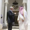 U.S. Secretary of Defense James Mattis (left) meets with Qatar’s Emir Sheikh Tamim bin Hamad Al Thani at the Sea Palace in Doha, April 22, 2017. Credit: U.S. Air Force Tech. Sgt. Brigitte N. Brantley/Department of Defense.