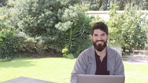Lazer Mangel, 24, at sFBI, a “startup’s startup,” in Herzliya, Israel. Credit: Marshall Weiss