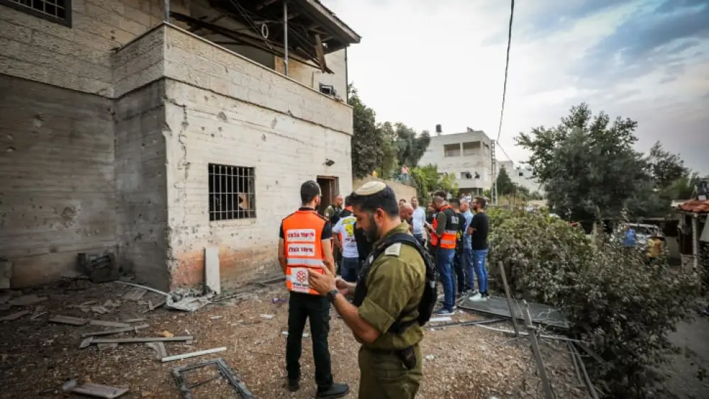 A Gazan rocket caused injury and damage in the Arab town of Abu Ghosh outside Jerusalem, Oct. 9, 2023. Photo by Jamal Awad/Flash90.