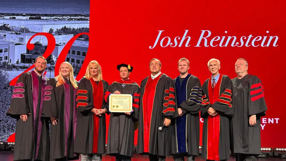 The Canadian Christian College awards the president of the Israel Allies Foundation with an honorary doctorate on Oct. 19. 2026. Courtesy: Canadian Christian College.