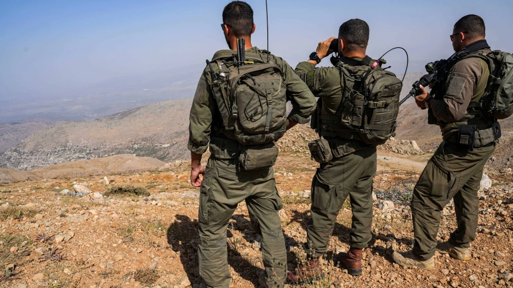 Israeli soldiers on the Syrian side of Mount Hermon, Aug. 12, 2025. Photo by Ayal Margolin/Flash90.