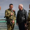 IDF Chief of Staff Lt. Gen. Herzi Halevi (second from left) and Defense Minister Yoav Gallant near the border with Lebanon, March 16, 2023. Photo by David Cohen/Flash90.