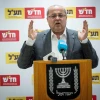 Israeli Arab lawmaker Ahmad Tibi of the Hadash-Ta'al Party speaks at a faction meeting at the Knesset, Feb. 19, 2024. Photo by Yonatan Sindel/Flash90.