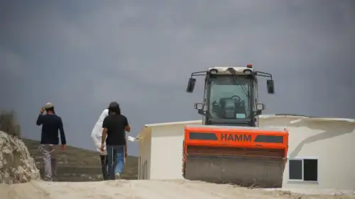 Jewish men work in Homesh, Samaria, on May 29, 2023. Photo by Flash90.