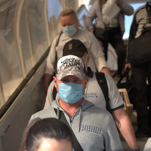 A group of new Jewish immigrants meant to arrive in Israel in March instead entered Ben-Gurion International Airport on May 20, 2020, due to delays as a result of the coronavirus. They were brought over by the International Fellowship of Christians and Jews. Photo by Arik Shraga.