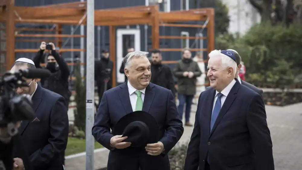Hungarian Prime Minister Viktor Orbán (left) and Andor Grósz, president of the Federation of Jewish Communities in Hungary, attend the inauguration of the Jewish Charity Hospital in Budapest on Dec. 3, 2025. Photo by Ákos Kaiser/Press Office of the Prime Minister of Hungary.