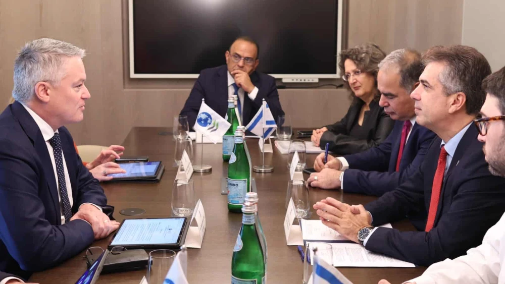 Foreign Minister Eli Cohen meets with OECD chief Mathias Cormann in Jerusalem, Dec. 4, 2023. Photo by Mishel Amzaleg/FMO.