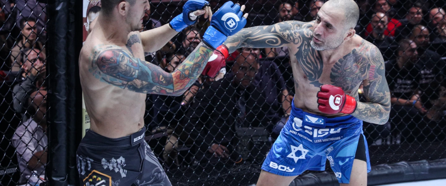 Israeli mixed martial-arts fighter Haim Gozali goes head to head against Arsen Faitovich. Credit: Courtesy.