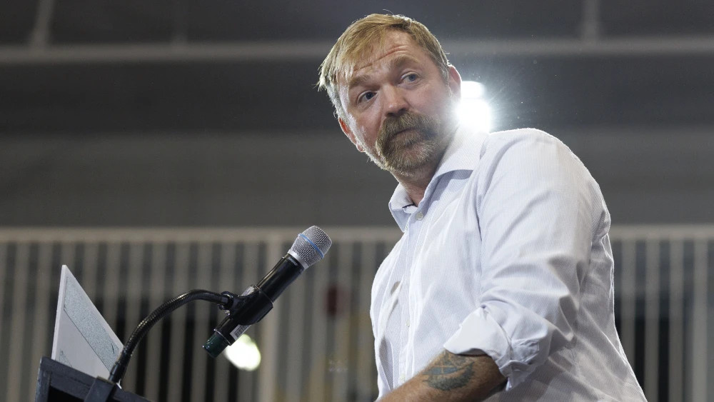 Democratic U.S. Senate candidate Graham Platner speaks at his primary election event in Blue Hill, Maine, on June 9, 2026. Photo by CJ Gunther/Getty Images.
