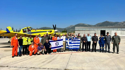 Israeli emergency response teams complete their firefighting mission in Greece, where planes operated under extreme temperatures exceeding 45 degrees Celsius, July 23, 2023. Credit: Israel Police Spokesperson’s Unit.