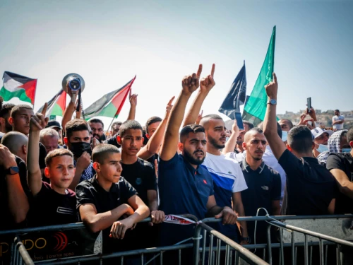 Israeli Arabs protest in Umm al-Fahm, Oct. 22, 2021. Photo by Jamal Awad/Flash90.
