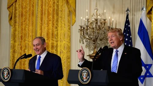 Israeli Prime Minister Benjamin Netanyahu and U.S. President Donald Trump hold a joint press conference at the White House Feb. 15, 2017. Credit: Avi Ohayon/GPO.