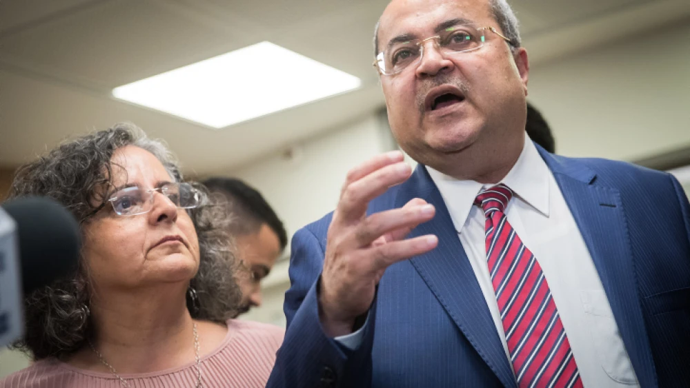 Joint List MK Ahmad Tibi arrives at the Knesset on March 11, 2020, for coalition talks with representatives from the Blue and White Party. Photo by Yonatan Sindel/Flash90.