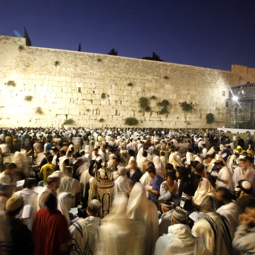 Worshippers gather for the ritual of Tisha B'Av at the Wall Western in the Old City of Jerusalem early morning Aug. 9, 2011. Photo by Miriam Alster/Flash90.
