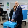Blue and White Party leader Benny Gantz casts his ballot together with his wife, Revital, at a voting station in Rosh Ha'ayin, Israel, on March 2, 2020. Photo by Tomer Neuberg/Flash90.