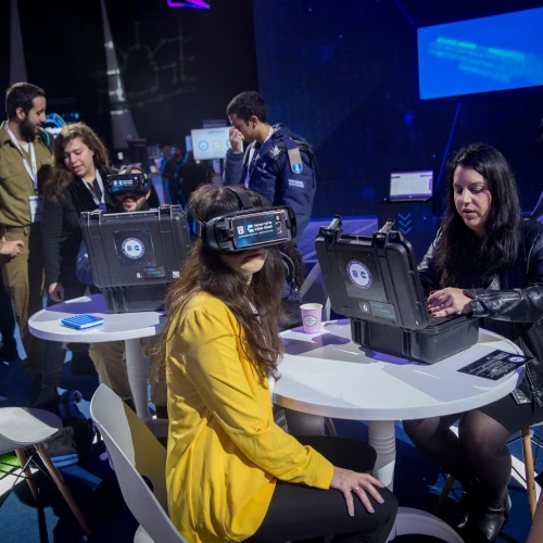 Visitors at the annual Cybertech Israel Conference and Exhibition, in Tel Aviv, attended by thousands of leading multi-national corporates, SMB's, start-ups, private and corporate investors, venture capital firms, experts and clients. Jan. 29, 2020. Photo by Miriam Alster/Flash90.