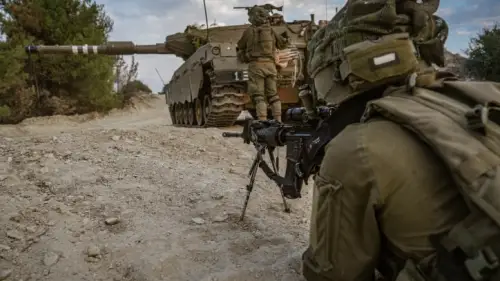 Israeli soldiers patrol near the border with Lebanon, Nov. 1, 2023. Photo by Ayal Margolin/Flash90.