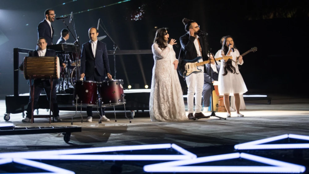 The Shalva Band performs during the main rehearsal session for Israel's 71st anniversary Independence Day ceremony, at Mount Herzl in Jerusalem, on April 6, 2019. Photo by Hadas Parush/Flash90.