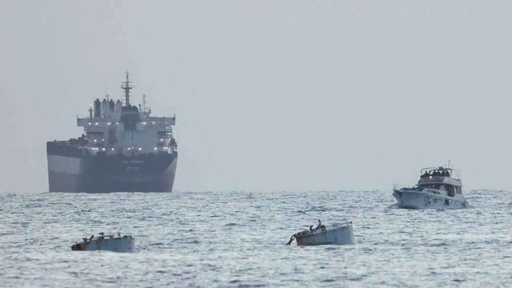 One of the vessels that participated in the Turkish-led attempt to break the naval blockade on the Gaza Strip is motored towards the Israeli port of Ashdod after being intercepted, May 19, 2026. Photo by Jack Guez/AFP via Getty Images.
