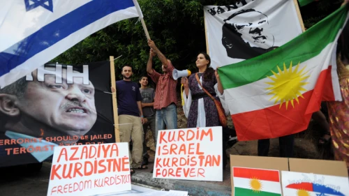 Israelis protest against Turkey's incursion into northern Syria, outside the Turkish embassy in Tel Aviv, on July 8, 2010. Photo by Gili Yaari/Flash 90.
