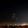 Israel's Iron Dome defense system fires interceptor missiles as Palestinian terrorists launch rockets from the Gaza Strip, May 2, 2023. Photo by Yonatan Sindel/Flash90.