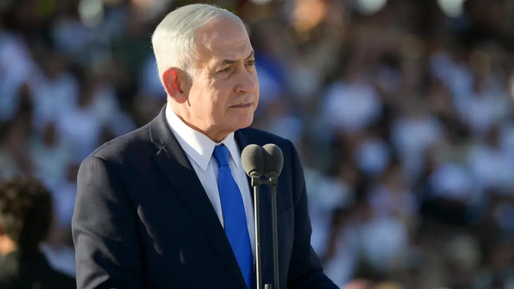 Prime Minister Benjamin Netanyahu addresses IDF officers at a graduation ceremony for the Combat Officers’ Course at the Bahad 1 military academy in Mitzpe Ramon on June 25, 2026. Credit: GPO.