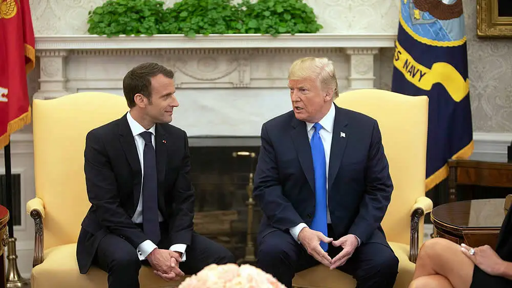 U.S. President Donald Trump and French President Emmanuel Macron at the White House on April 24, 2018. Credit: White House Photo by Shealah Craighead.
