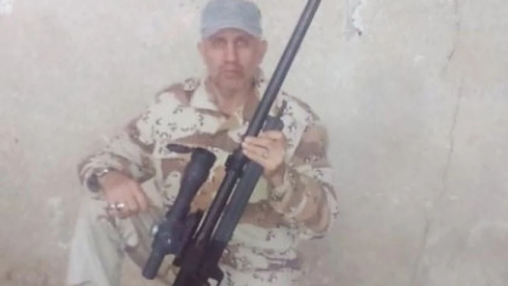 Abu Alfazl Sarabian, pictured holding an Austrian Steyr HS 50 sniper rifle. Iran copied the design, renamed it the Sayyad AM-50 and provided it to Hamas and Islamic Jihad in the Gaza Strip. Syria produces its own version, the Golan S-01. Credit: Iranian Media.