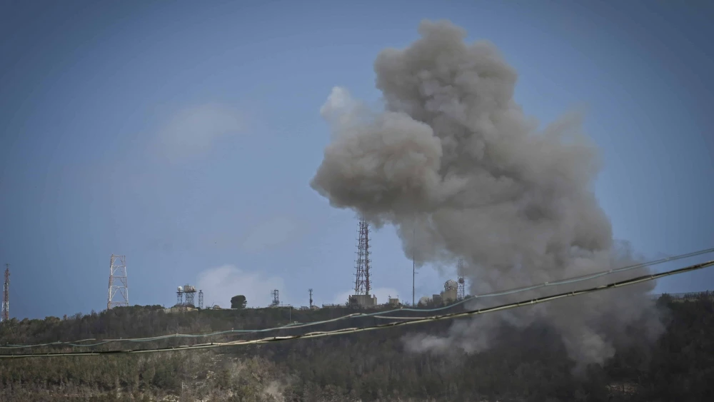 A Lebanese rocket hits near Kibbutz Hanita in the Western Galilee, April 21, 2024. Photo by Michael Giladi/Flash90.