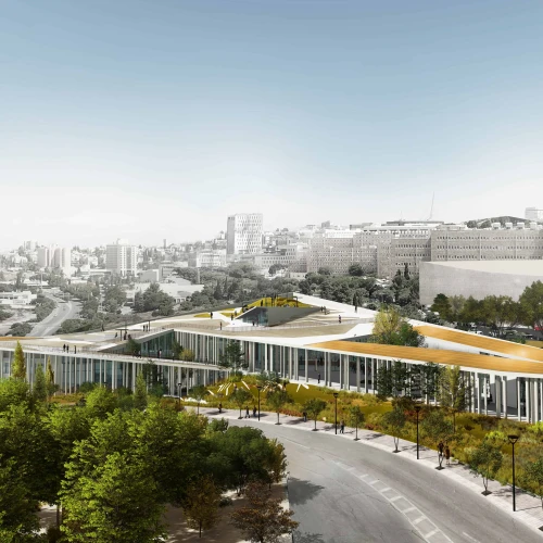 An architectural rendering taken from the submission that won the public competition for the design of the "Minve," submitted by Mayslits Kassif Roytman Architects. Credit: Courtesy of Mayslits Kassif Roytman Architects.