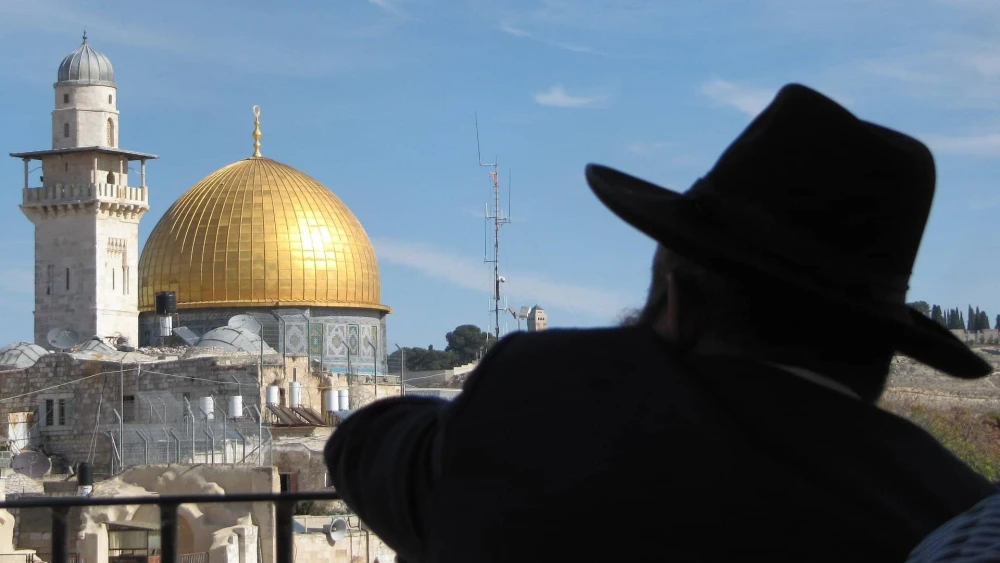 Orthodox Jew Overlooking Dome of the Rock in Jerusalem