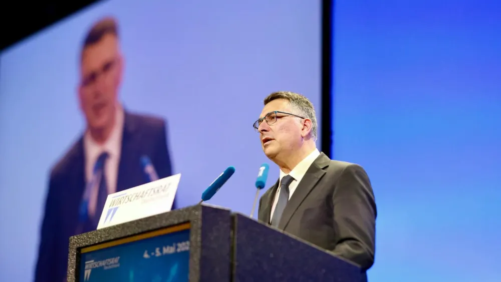Israeli Foreign Minister Gideon Sa’ar speaks at Wirtschaftstag 2026 in Berlin, May 5, 2026. Photo by Shalev Man/MfA.