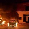 Cars set alight in Huwara, outside Nablus, June 20, 2023. Source: Twitter.